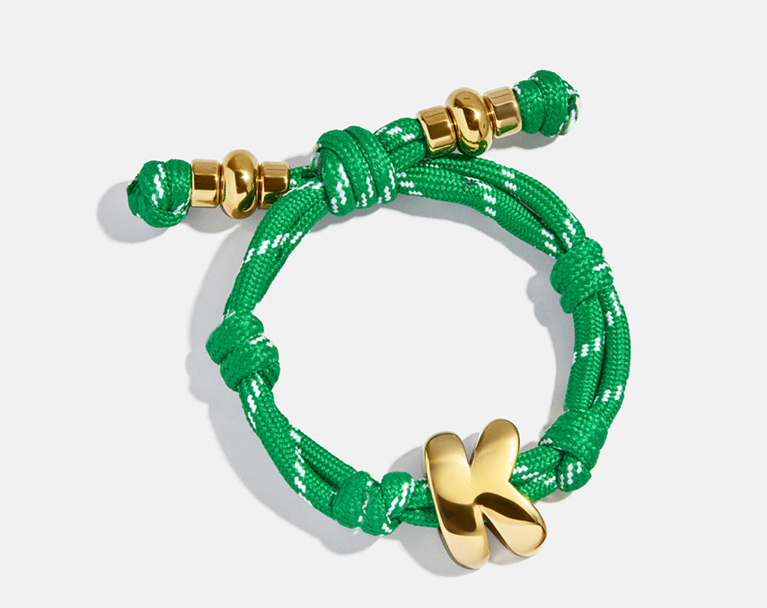 Dive In Initial Bracelet - Green Apple Cord