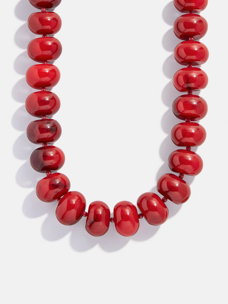 ★PEARLY MORE★ red beads necklace Red Coral Short Necklace With Natural Baroque Pearl and