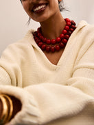 Jane Beaded Necklace - Red Jasper