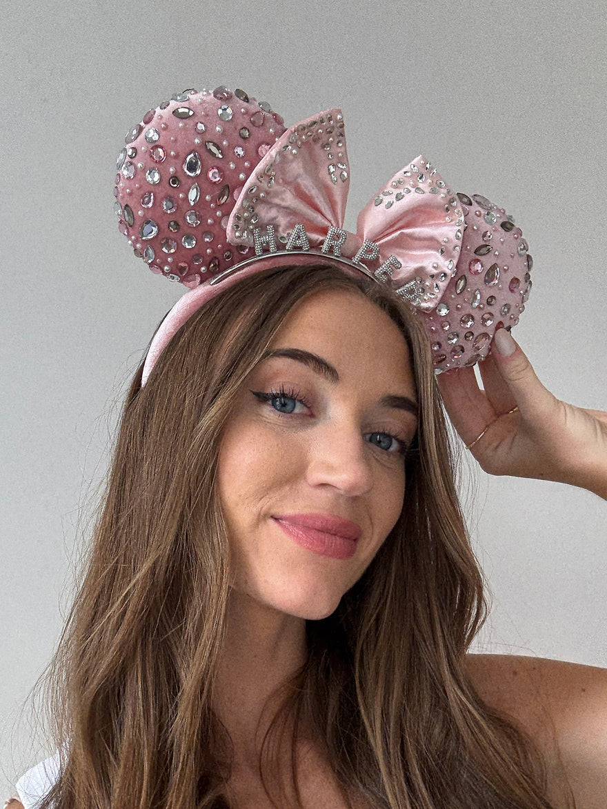 Disney Minnie Mouse Pink/Silver Gem Custom Ears Headband - Pink/Silver Gem Ears
