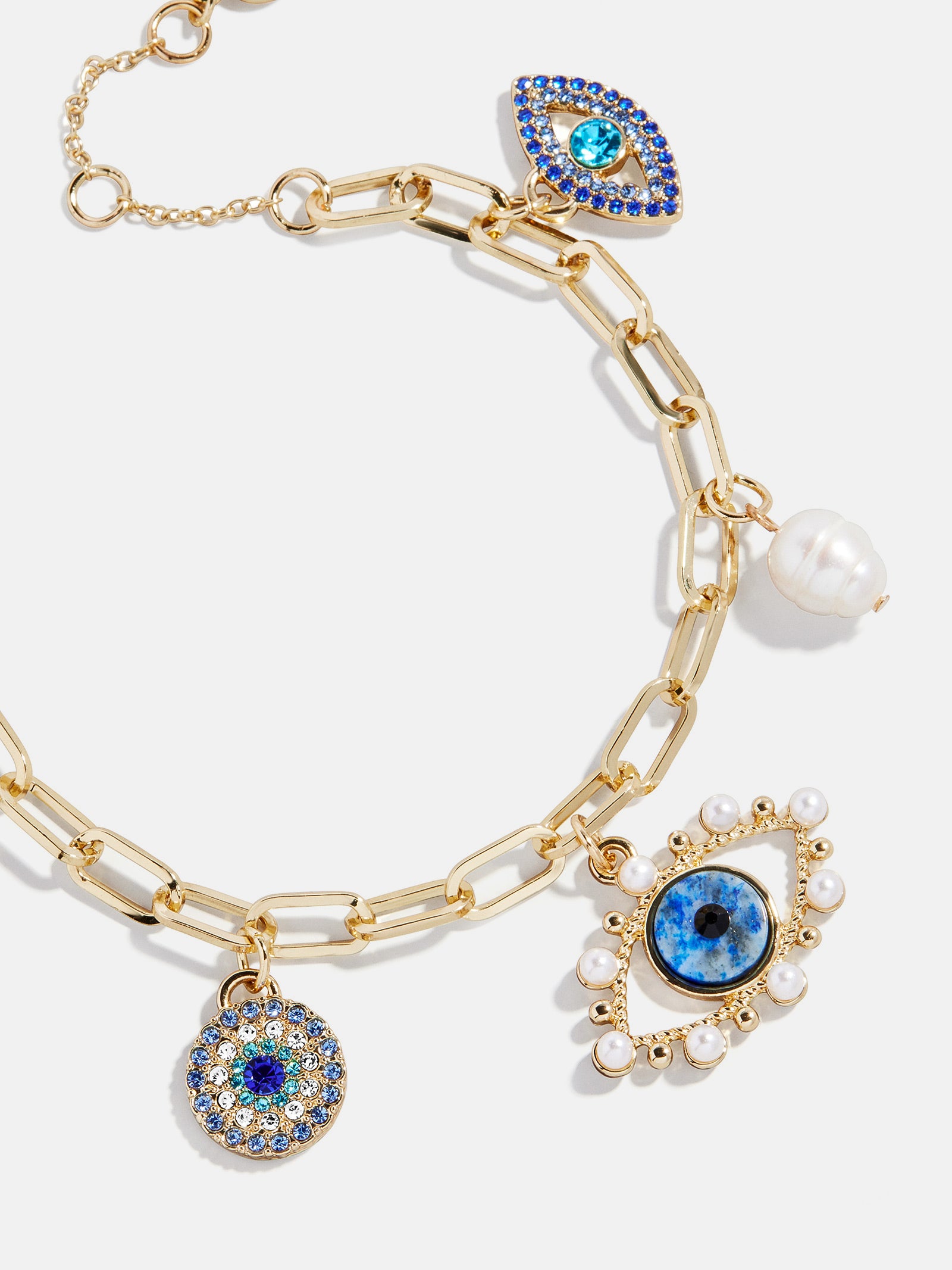 Evil Eye Charm Bracelet - Gold/Blue