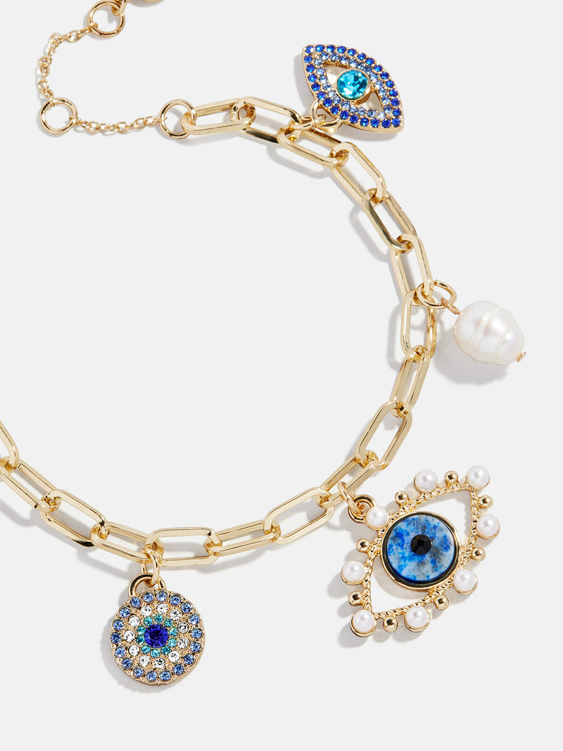 Evil Eye Charm Bracelet - Gold/Blue