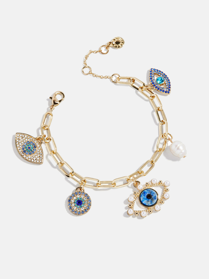 BaubleBar Evil Eye Charm Bracelet - Gold/Blue - 
    Gold chain with evil eye charms 
  
