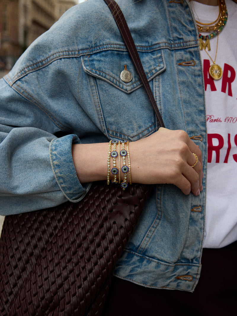 BaubleBar Amalie Evil Eye On Repeat Tennis Bracelet - On Repeat Evil Eye - 
    Tennis chain with evil eye
  

