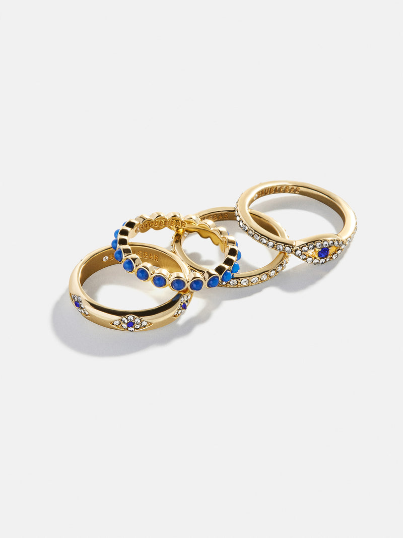 BaubleBar Evil Eye Ring Set - Gold/Blue - 
    Set of four gold rings 
  
