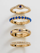 Evil Eye Ring Set - Gold/Blue