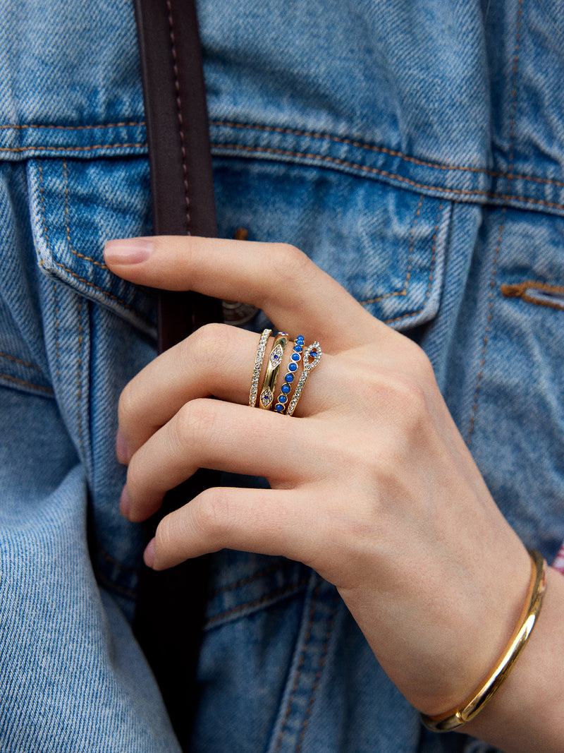 BaubleBar Evil Eye Ring Set - Gold/Blue - 
    Set of four gold rings 
  
