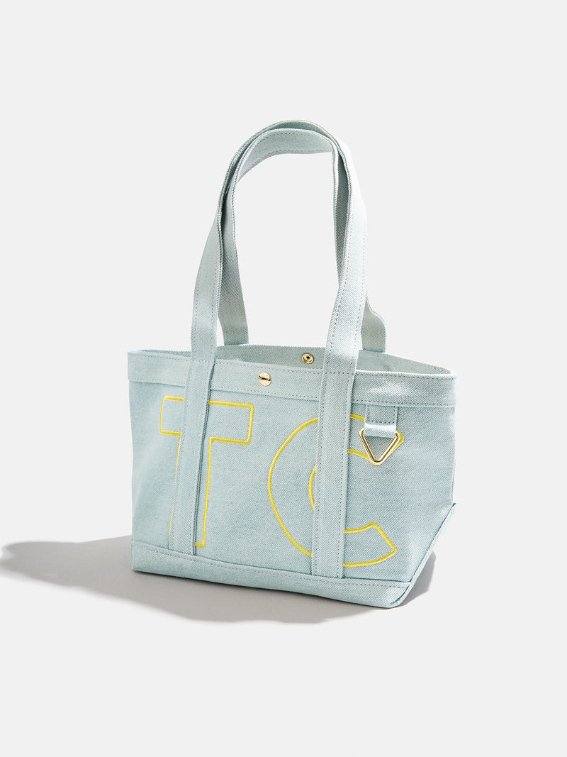 BaubleBar Butter Yellow - 
    Personalized canvas tote bag with custom embroidered initials 
  
