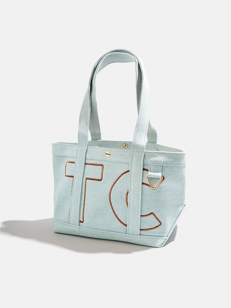 BaubleBar Chocolate Brown - 
    Personalized canvas tote bag with custom embroidered initials 
  
