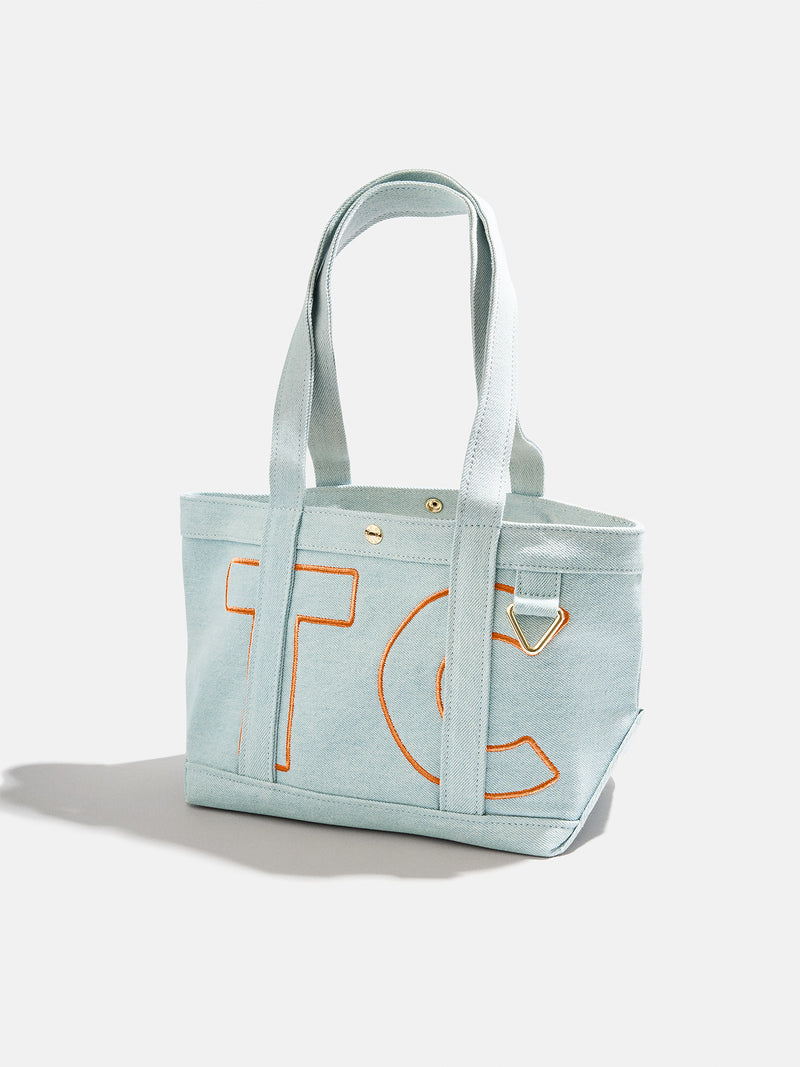 BaubleBar Tangerine Orange - 
    Personalized canvas tote bag with custom embroidered initials 
  
