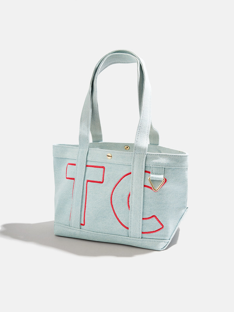 BaubleBar Cherry Red - 
    Personalized canvas tote bag with custom embroidered initials 
  
