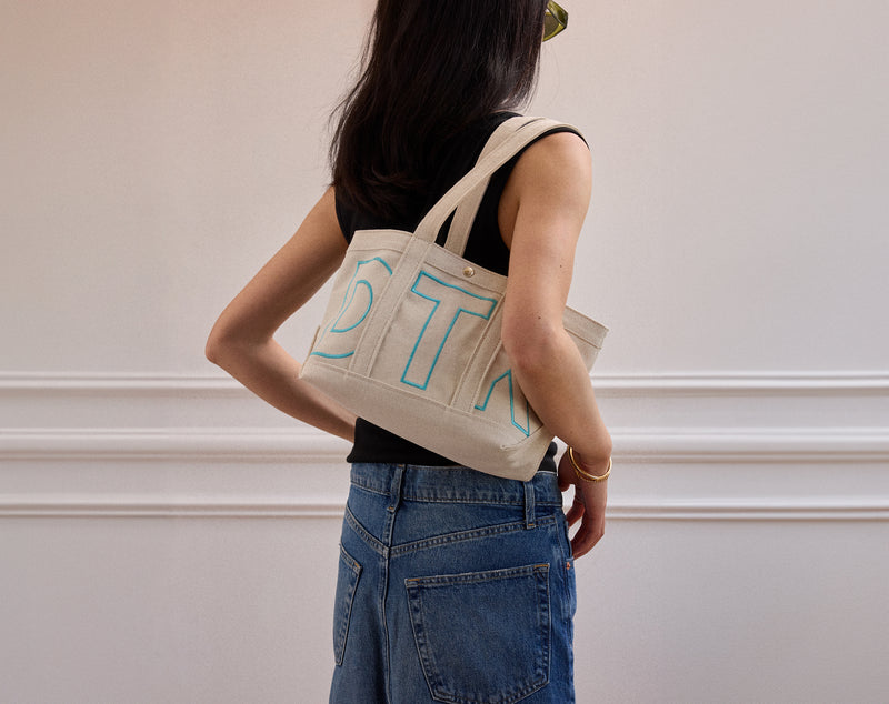 BaubleBar Small - 
    Personalized canvas tote bag with custom embroidered initials 
  
