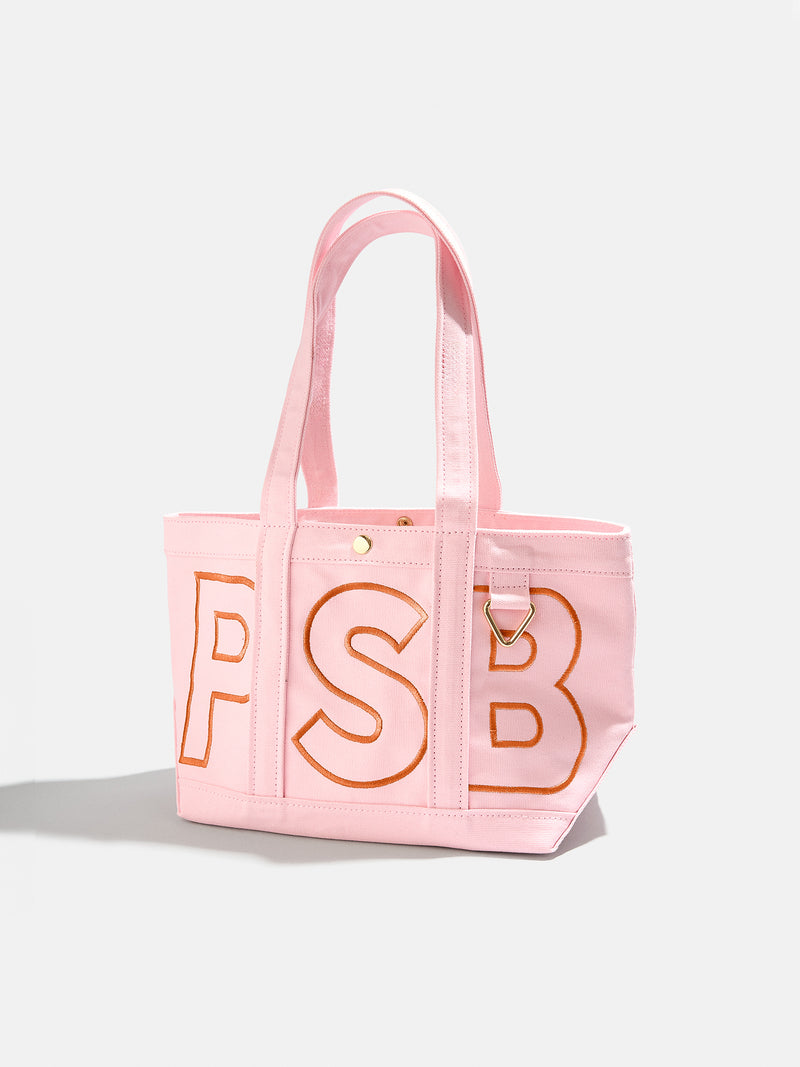 BaubleBar Tangerine Orange - 
    Personalized canvas tote bag with custom embroidered initials 
  
