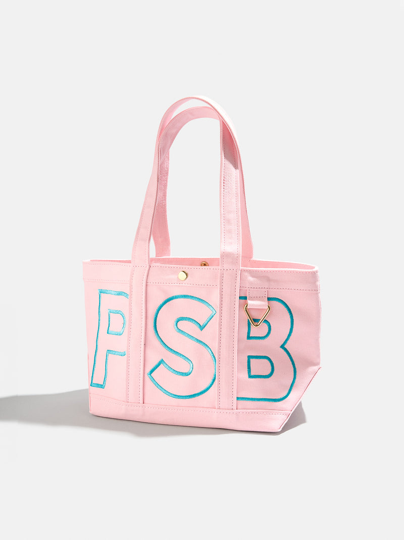 BaubleBar Turquoise - 
    Personalized canvas tote bag with custom embroidered initials 
  
