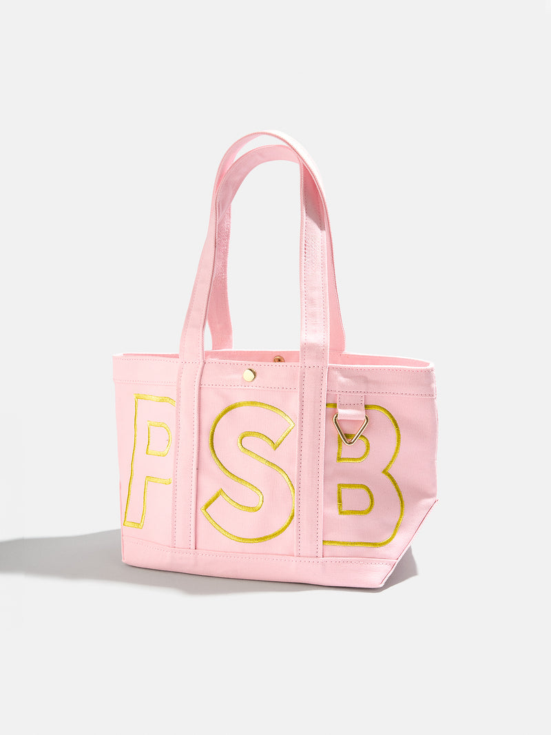 BaubleBar Butter Yellow - 
    Personalized canvas tote bag with custom embroidered initials 
  
