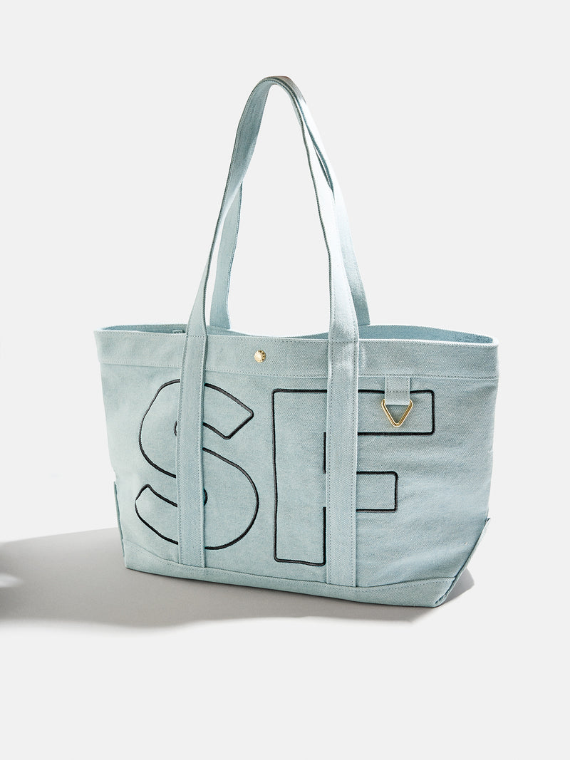 BaubleBar Jet Black - 
    Personalized canvas tote bag with custom embroidered initials 
  
