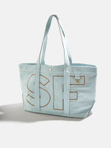 BaubleBar Chocolate Brown - 
    Personalized canvas tote bag with custom embroidered initials 
  
