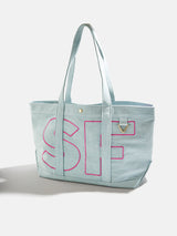 BaubleBar Hot Pink - 
    Personalized canvas tote bag with custom embroidered initials 
  
