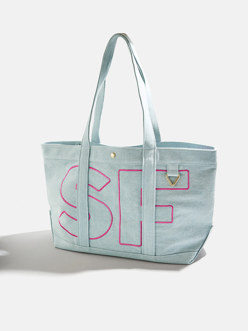 BaubleBar Hot Pink - 
    Personalized canvas tote bag with custom embroidered initials 
  
