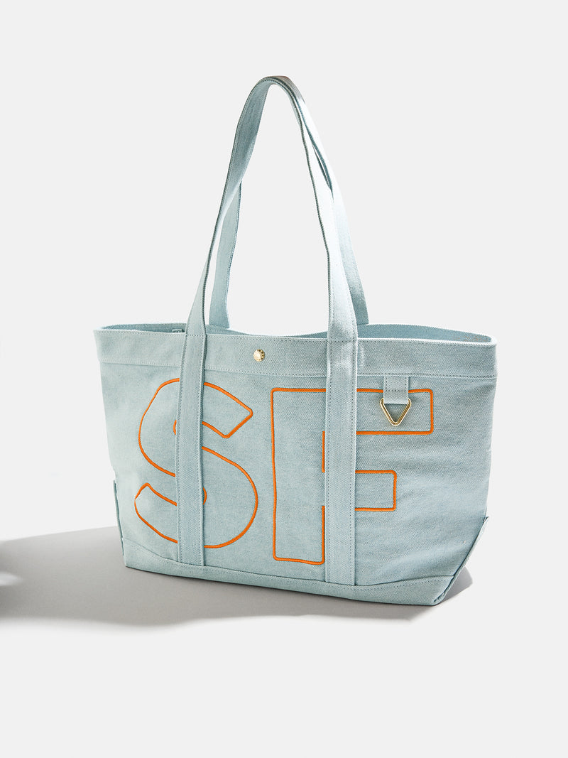 BaubleBar Tangerine Orange - 
    Personalized canvas tote bag with custom embroidered initials 
  
