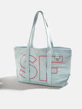 BaubleBar Cherry Red - 
    Personalized canvas tote bag with custom embroidered initials 
  

