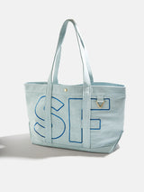 BaubleBar Royal Blue - 
    Personalized canvas tote bag with custom embroidered initials 
  
