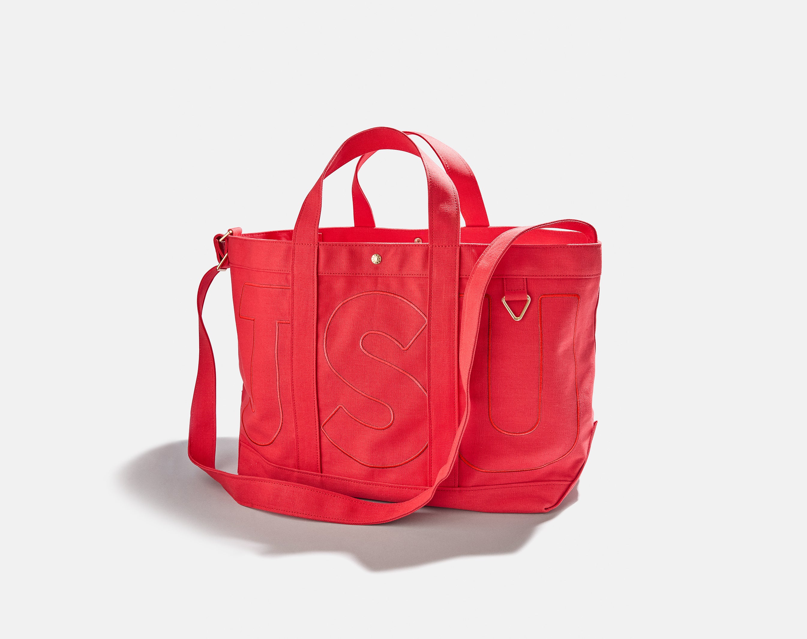 Custom Back Bar Solid Custom Alpha Tote in Cherry Red | BaubleBar