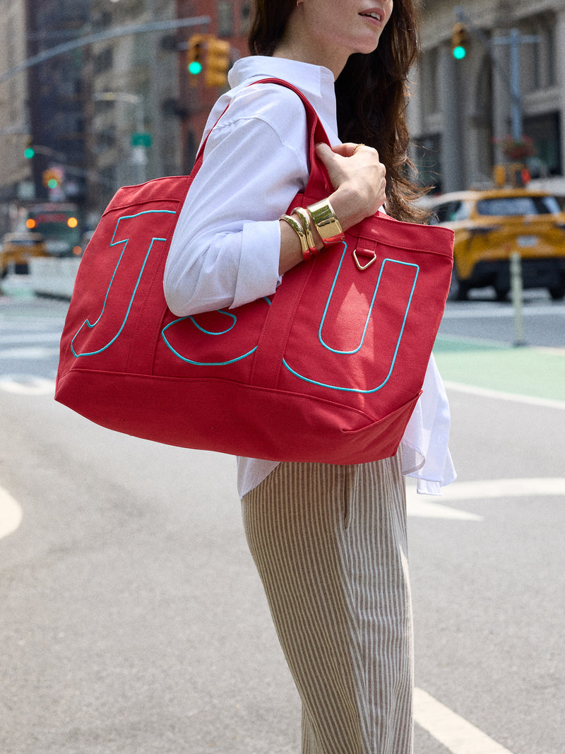 BaubleBar Tangerine Orange - 
    Personalized tote bag in 3 sizes - select 2-3 initials
  
