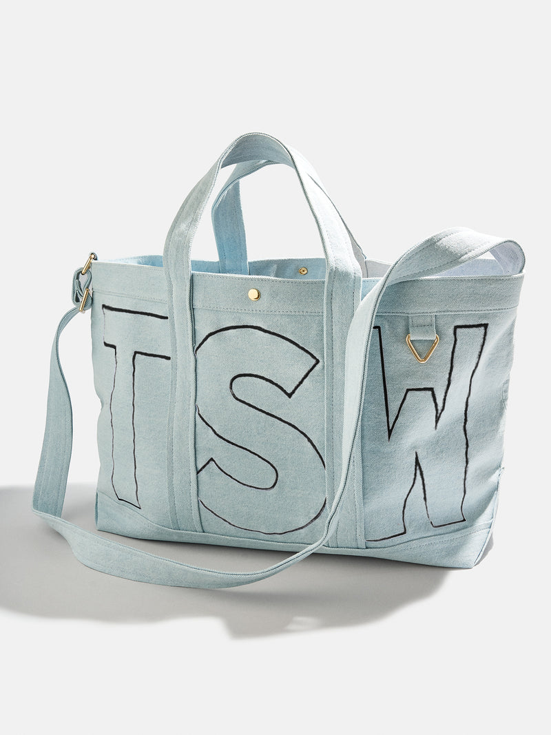 BaubleBar Jet Black - 
    Personalized canvas tote bag with custom embroidered initials 
  
