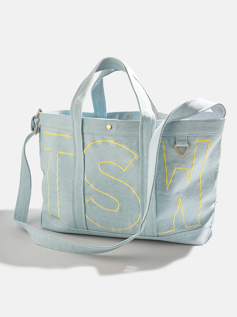 BaubleBar Butter Yellow - 
    Personalized canvas tote bag with custom embroidered initials 
  
