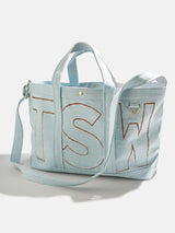 BaubleBar Chocolate Brown - 
    Personalized canvas tote bag with custom embroidered initials 
  
