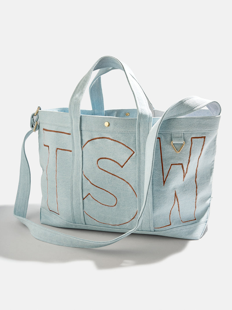BaubleBar Chocolate Brown - 
    Personalized canvas tote bag with custom embroidered initials 
  

