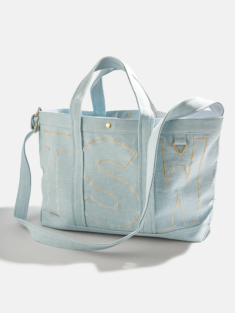 BaubleBar Desert Tan - 
    Personalized canvas tote bag with custom embroidered initials 
  
