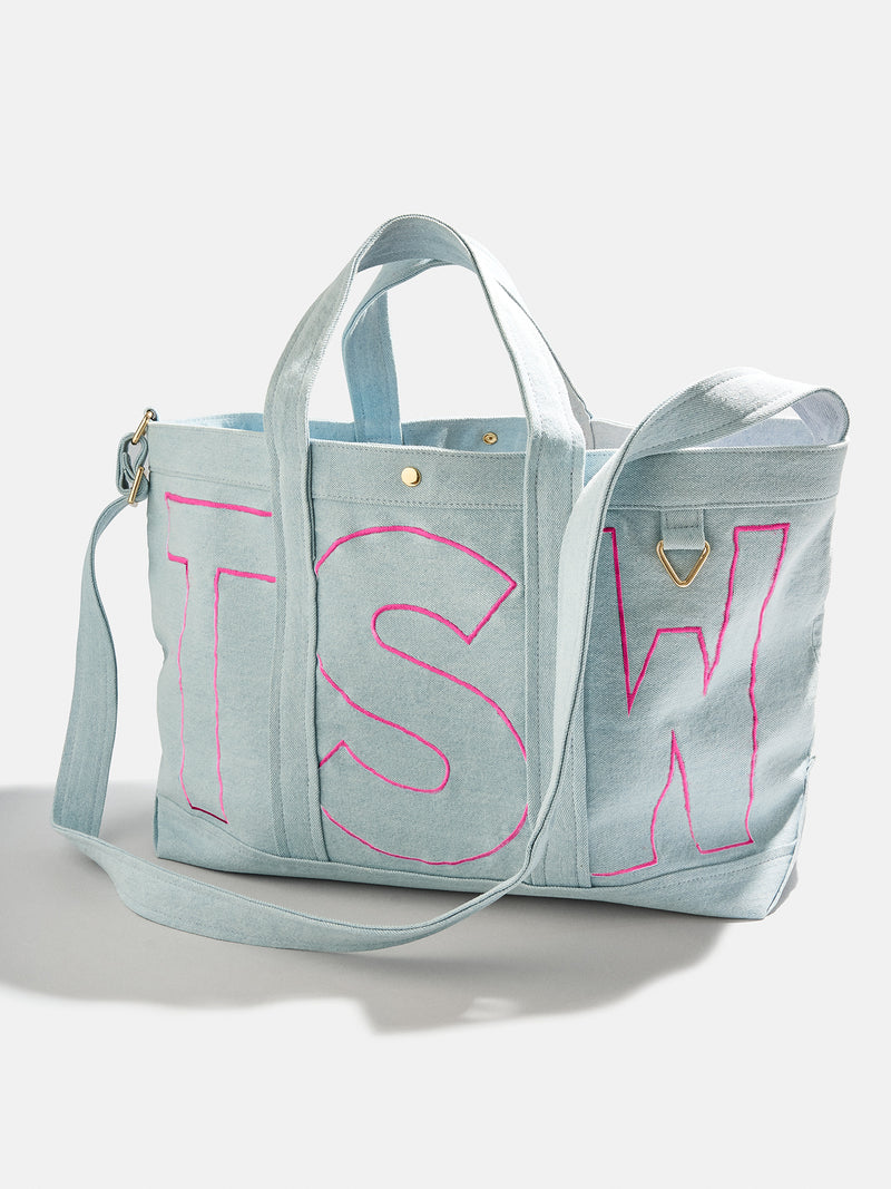 BaubleBar Hot Pink - 
    Personalized canvas tote bag with custom embroidered initials 
  
