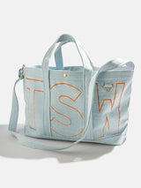 BaubleBar Tangerine Orange - 
    Personalized canvas tote bag with custom embroidered initials 
  
