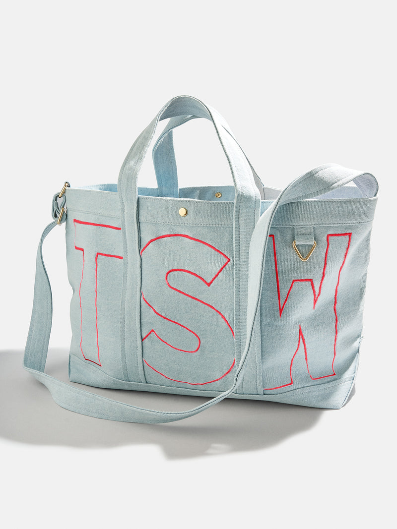 BaubleBar Cherry Red - 
    Personalized canvas tote bag with custom embroidered initials 
  
