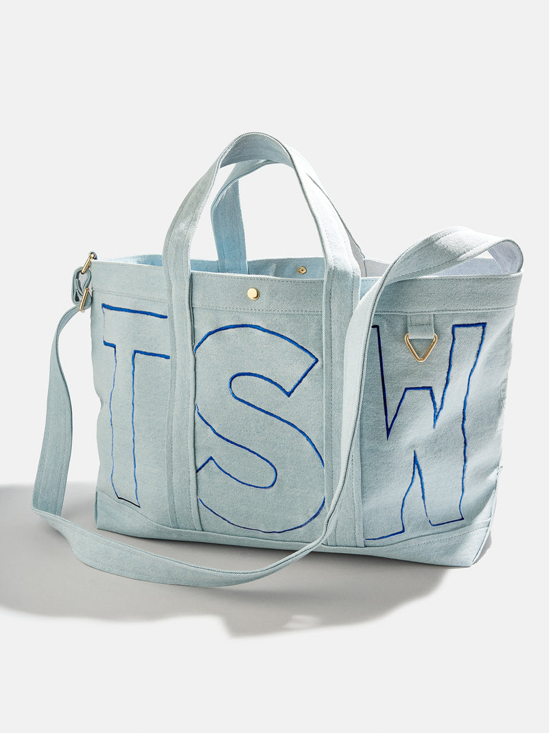 BaubleBar Royal Blue - 
    Personalized canvas tote bag with custom embroidered initials 
  

