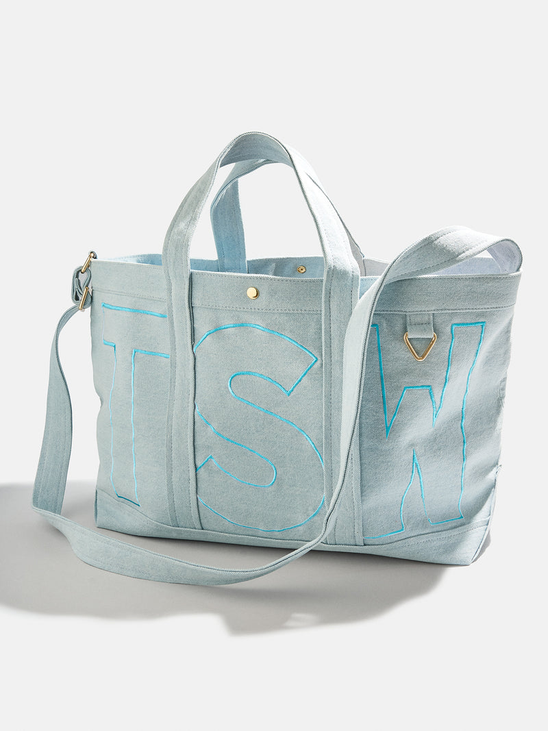BaubleBar Turquoise - 
    Personalized canvas tote bag with custom embroidered initials 
  
