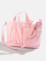 BaubleBar Tangerine Orange - 
    Personalized canvas tote bag with custom embroidered initials 
  
