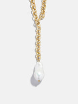 BaubleBar Teagan Pearl Lariat Necklace - Gold/Pearl - 
    Pearl Y necklace 
  
