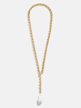 BaubleBar Teagan Pearl Lariat Necklace - Gold/Pearl - 
    Pearl Y necklace 
  

