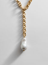 BaubleBar Teagan Pearl Lariat Necklace - Gold/Pearl - 
    Pearl Y necklace 
  
