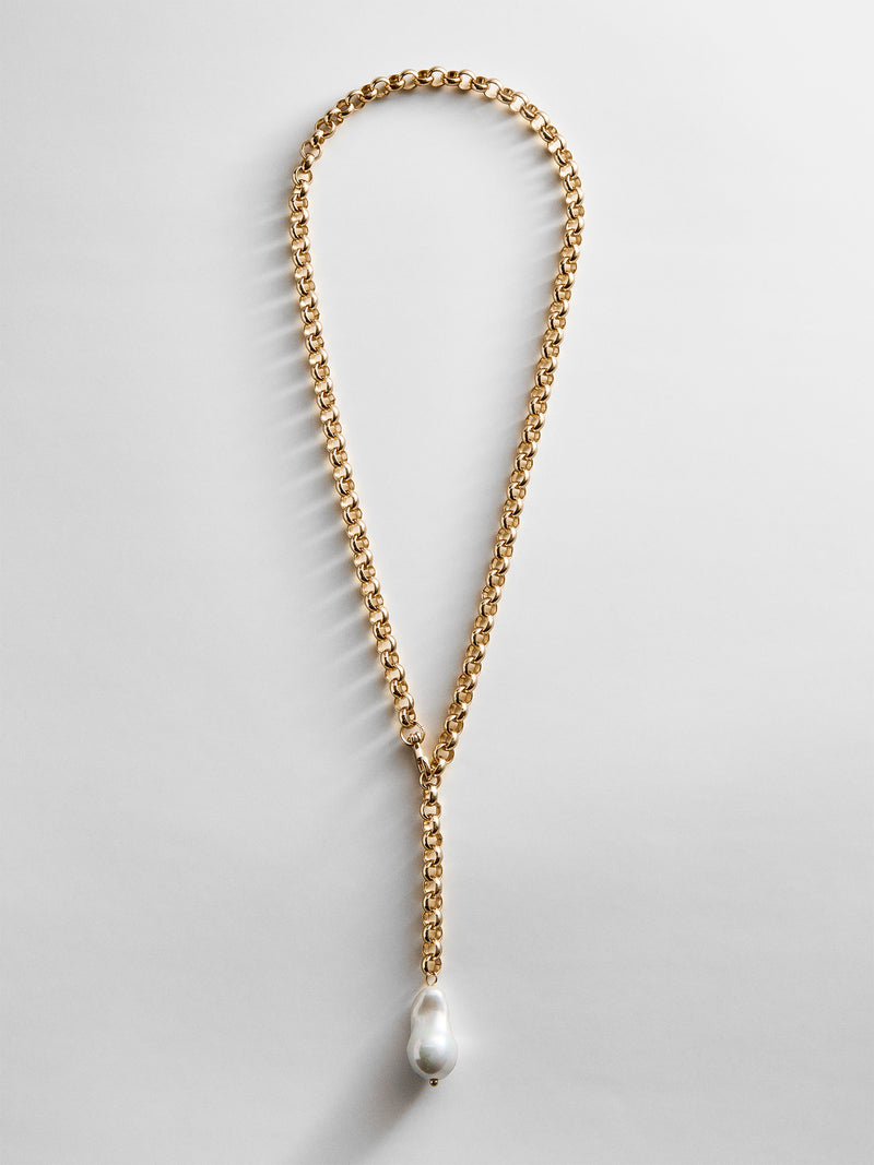 Teagan Pearl Lariat Necklace - Gold/Pearl