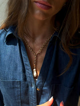 BaubleBar Teagan Pearl Lariat Necklace - Gold/Pearl - 
    Pearl Y necklace 
  
