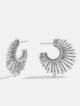 BaubleBar Jordan Sunburst Hoop Earrings - Silver/Pavé - 
    Crystal statement earrings 
  
