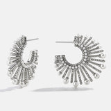 Jordan Sunburst Hoop Earrings - Silver/Pavé