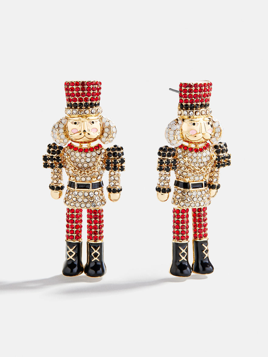 March of the Bling Statement Earrings - Red/Black