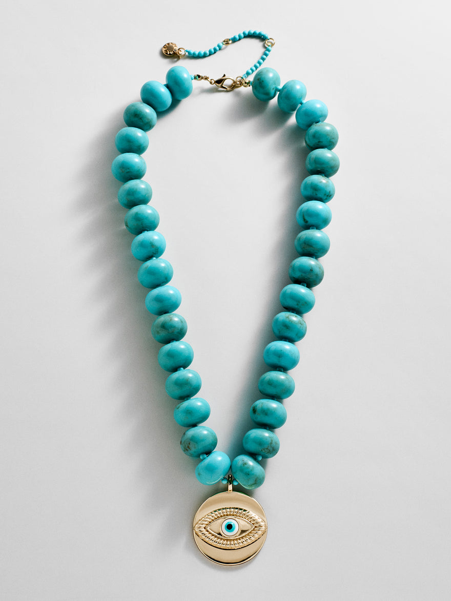 Joan Semi-Precious Evil Eye Necklace - Gold/Turquoise