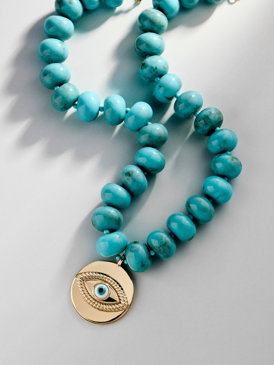 Joan Semi-Precious Evil Eye Necklace - Gold/Turquoise