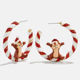 Disney Chip ‘N Dale Candy Cane Hoop Earrings - Red/White